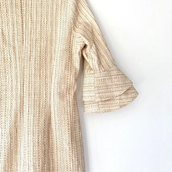 CK Bradley "Hazel" Tweed V-Neck Shift Dress w/ Gold Threading, Size M, Preowned